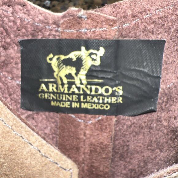 Vintage Armandos Genuine Leather Suede Fringed Poncho Native American Design OS - Picture 11 of 11